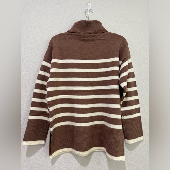LINE and DOT TURTLENECK PULLOVER SWEATER KNIT STRIPE LONG SLEEVES WARM COZY FALL - Picture 3 of 7